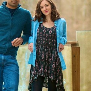 Grey patterned frock dress